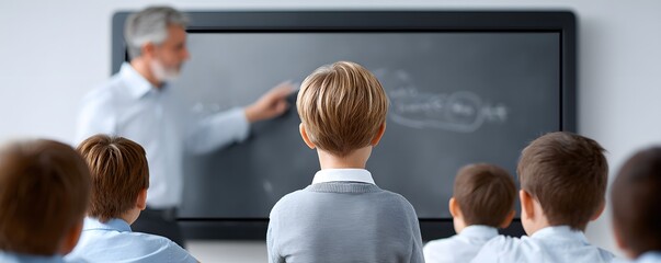 An educator passionately teaching a classroom full of attentive students, capturing the dynamic interaction and engagement, Documentary Photography style