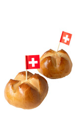 Swiss traditional bread buns to celebrate the National Day of Switzerland in August isolated as sticker.png
