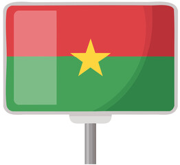 Burkina Faso National Flag Waving on Pole with Red Green and Yellow Star
