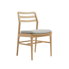 Modern wooden dining chair with padded seat isolated on transparent background