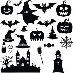 Halloween Element Vector Set &ndash; Spooky Icons and Clipart Collection