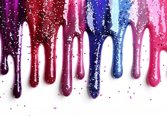 different color paint splashes on white background