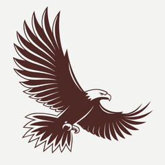 Obraz premium Brown Eagle Silhouette in Flight Stylized Wings Design