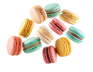  Levitating Macarons Spiraling Upward on Pink Gradient Background