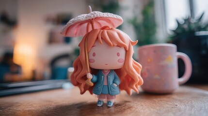 Cute figurine of a girl with an umbrella.
