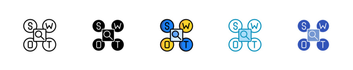 Swot Analysis  Icon Set Multiple Style Collection