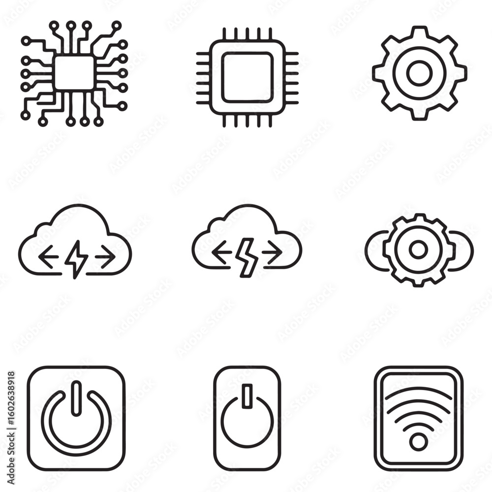 Aufkleber Set of modern technology and computing icons representing cloud computing and internet concepts