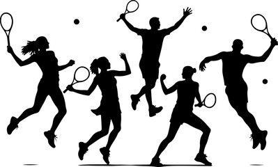 Fototapeta premium Tennis, players, vector bundle