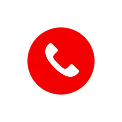 Phone or handset red vector circle icon
