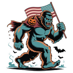 Bigfoot Halloween Vector Illustration – Spooky Sasquatch Monster Graphic for Fall, Horror, and Holiday Designs