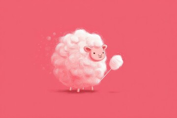 Fluffy pink sheep with cotton candy