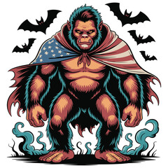 Bigfoot Halloween Vector Illustration – Spooky Sasquatch Monster Graphic for Fall, Horror, and Holiday Designs