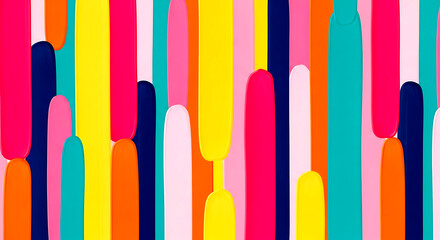 Abstract arrangement of colorful rounded rectangular shapes against a vibrant background image