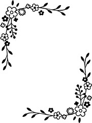 black and white silhouette photo frame of flower and leaf image
