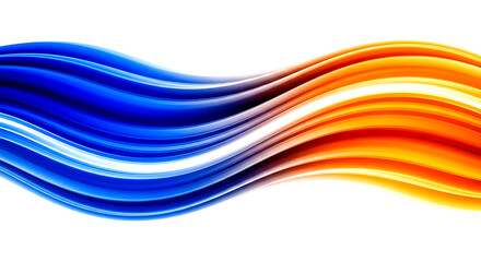 Abstract Blue and Orange Swirls on White Background wave