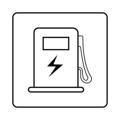 Modern electric vehicle charging station icon for sustainable transportation solutions and eco friendly infrastructure
