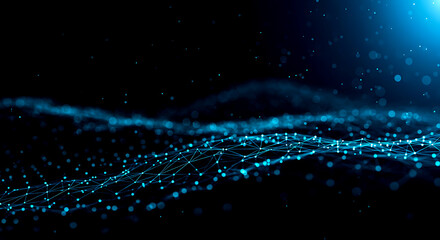 Abstract blue glowing network of dots and lines on a dark background image