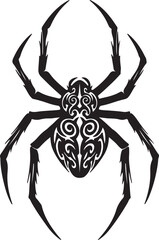 Obraz premium Bold black spider drawing with sacred tribal motifs across its body,