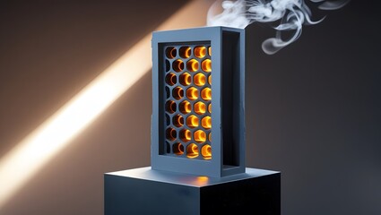 Abstract Energy Generator with Glowing Cells and Emitting Vapor