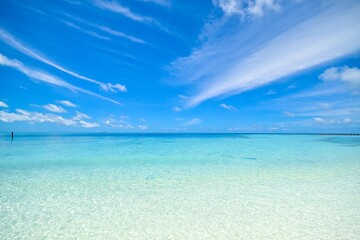 tropical beach with blue sky