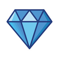 Blue diamond icon vector &ndash; luxury gem symbol for jewelry, app UI, game reward and premium content