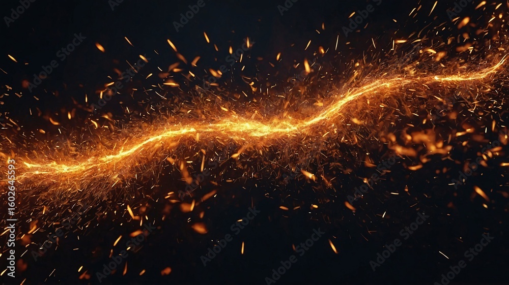 Wall mural an explosive burst of fiery orange sparks illuminating a dark background, creating a dynamic and ene