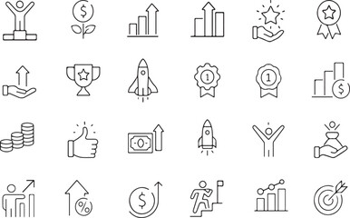 Fototapeta premium Business Growth Achievement Success Icons vector