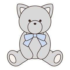 リボンをつけたかわいい猫のぬいぐるみのベクターイラスト。ねこ、アイコン