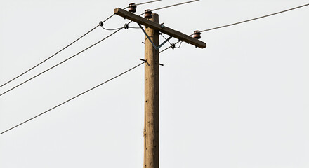 Power pole stretches upwards with wire