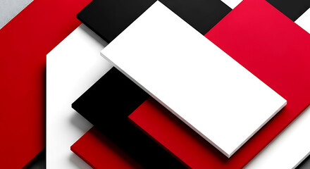 Abstract Red Black White Geometric Shapes Overlapping Background image