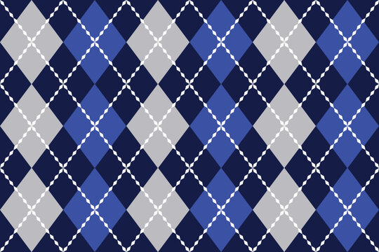 Seamless Argyle Pattern in Blue and Gray