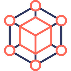 Blockchain line color icon
