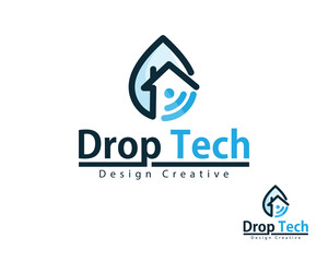 water tech logo creative connect system digital network concept home