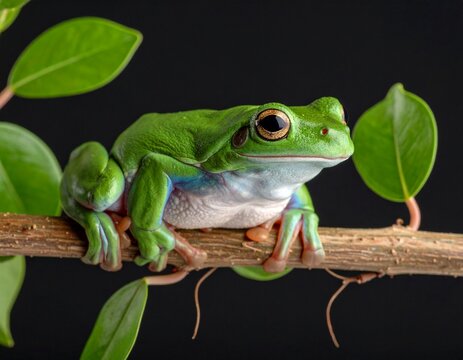 Generated image, Green tree frog on a branch