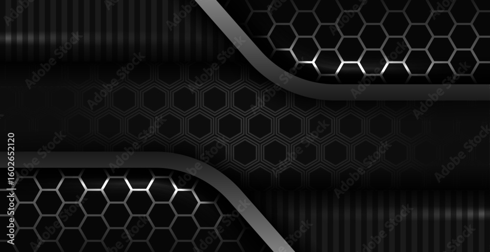 Wall mural abstract geometric black design hexagon pattern style background