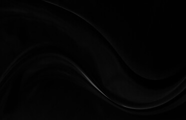 Black gray satin dark fabric texture luxurious shiny that is abstract silk cloth background with patterns soft waves blur beautiful.