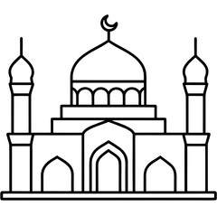 Clean Outline Islamic Mosque Design