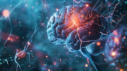 Fototapeta premium Visualizing the Intricate Network of the Human Brain and Its Electrical Signals