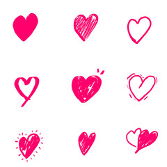 Write several pink hearts