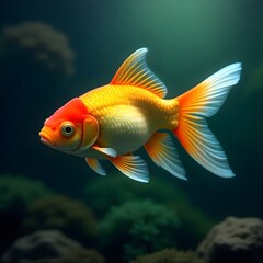 Naklejka premium Goldfish Swimming in Clear Water – 8K Ultra HD Stock Wallpaper