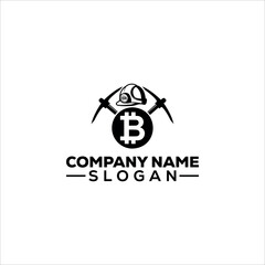 Bitcoin Mining Pickaxe Logo Design