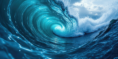 Dynamic Ocean Blue Waves - A fluid, abstract pattern of deep blue and teal waves, resembling an artistic interpretation
