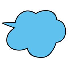 Hand-drawn cartoon empty blue speech bubble on a white background.