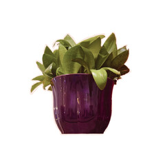 Trendy halftone collage of a houseplant cut from old newspaper. Isolated vector illustration plant in pot retro sticker with Dot texture. Vintage Pop art aesthetic, y2k vibe nostalgic