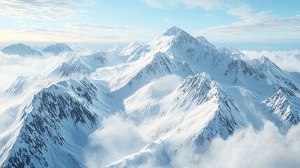 Obraz premium A majestic view of a snow-covered mountain range in the Alaskan wilderness.