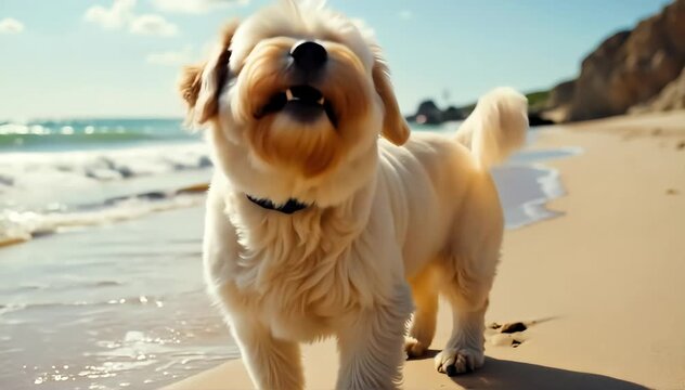 Lhasa Apso roaring with a high pitched bark