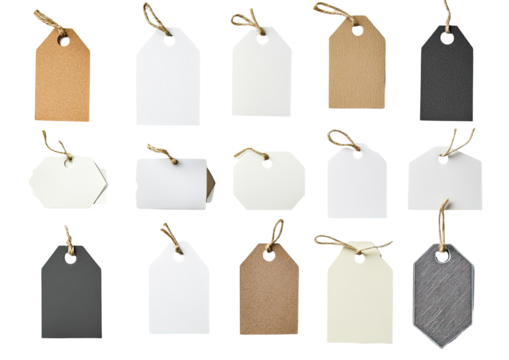 Assorted blank price tags