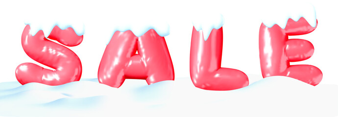 3D Snowy Sale Text with Frosted Letters