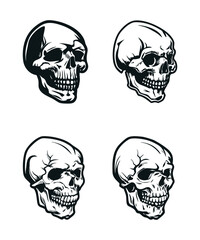 Collection of Hand-Drawn Skull Illustration Sets