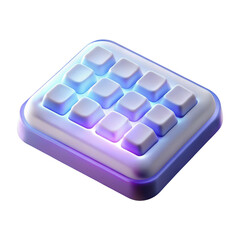 Naklejka premium Isolated 3d render of an interactive multi button control pad with neon illumination on a background